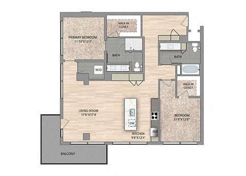 Spacious 2 Bedroom Floorplan